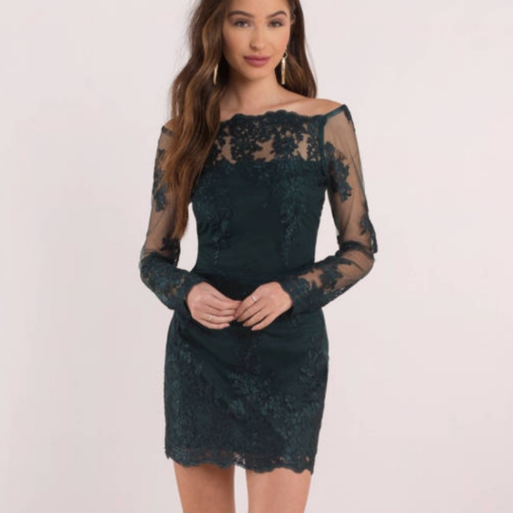 Tobi Sadie Emerald Lace Bodycon Dress
